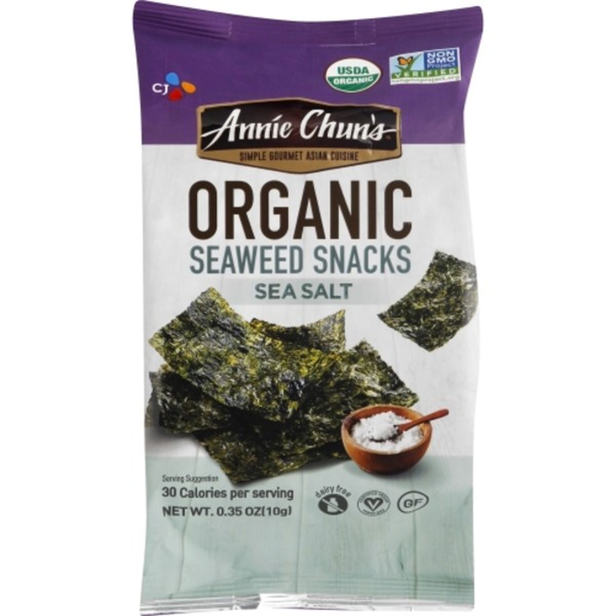 Calories in Annie Chuns Seaweed Snacks, Organic, Sea Salt