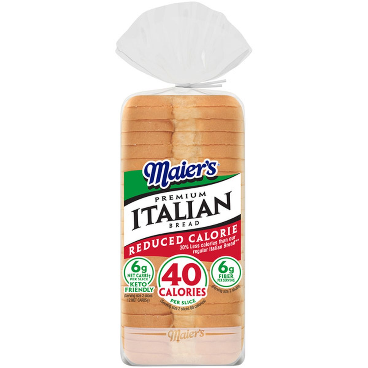 Calories in Maier's Unseeded Italian Bread with Reduced Calories