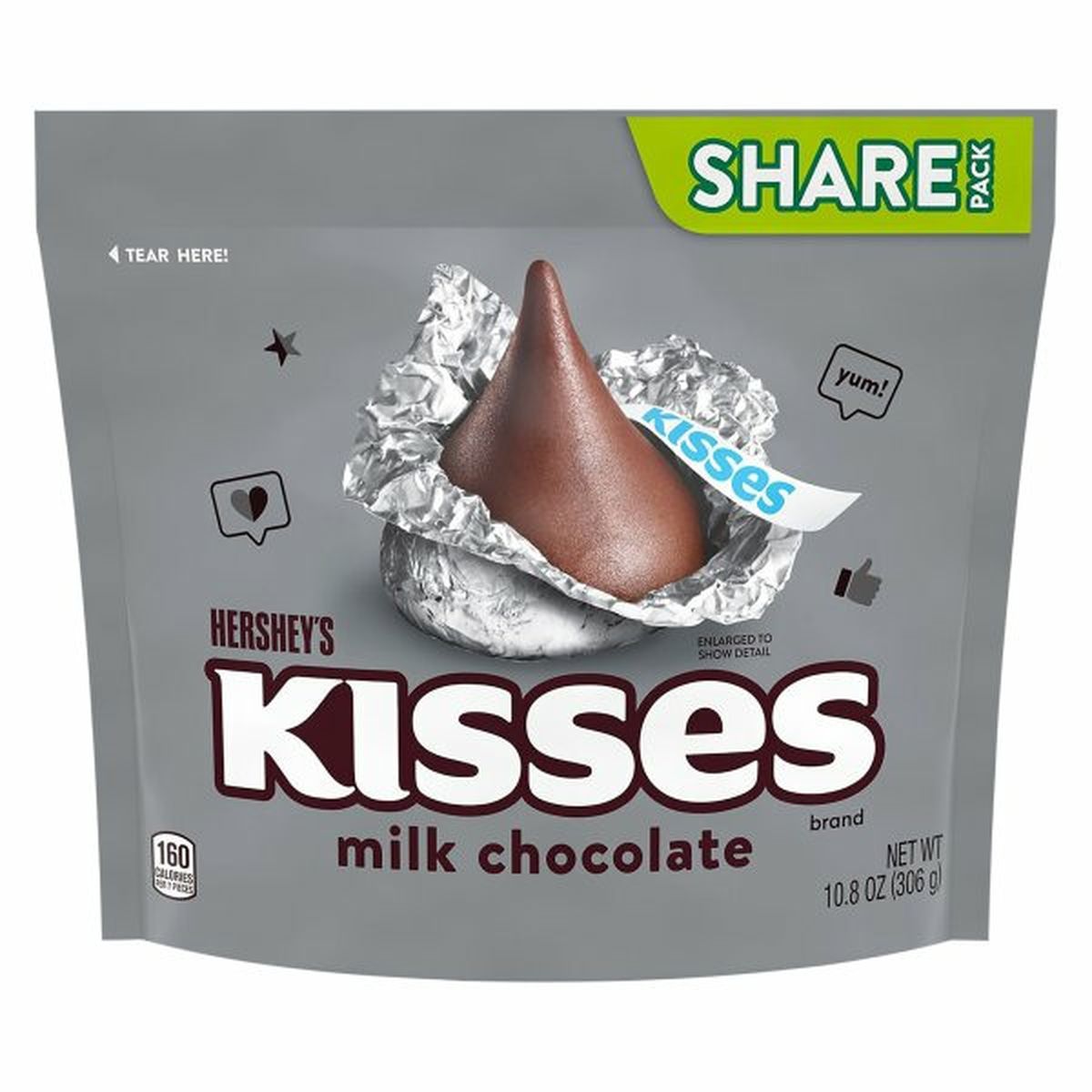 Calories in Hershey Kisses Milk Chocolate, Share Pack