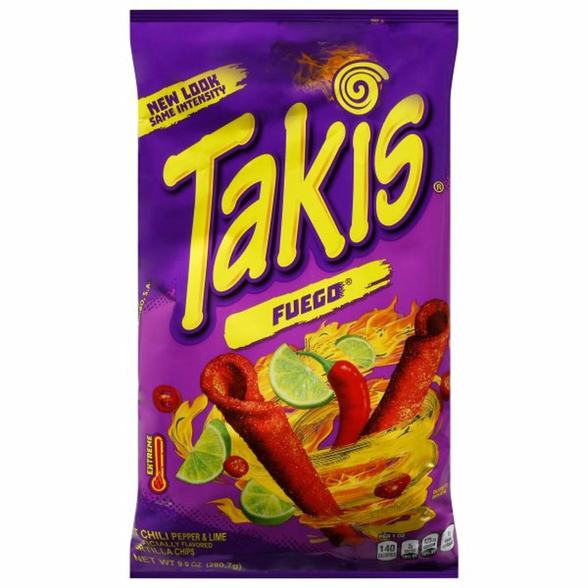 Calories in Takis Fuego Tortilla Chips, Hot Chili Pepper & Lime