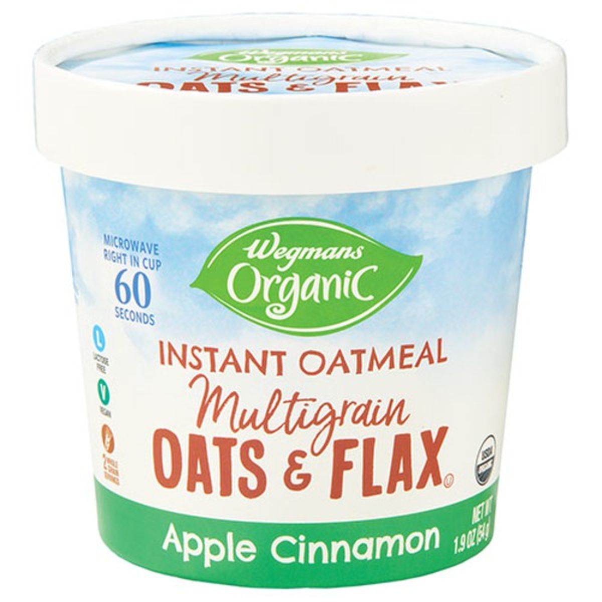 Calories in Wegmans Organic Apple Cinnamon Oats & Flax Instant Oatmeal