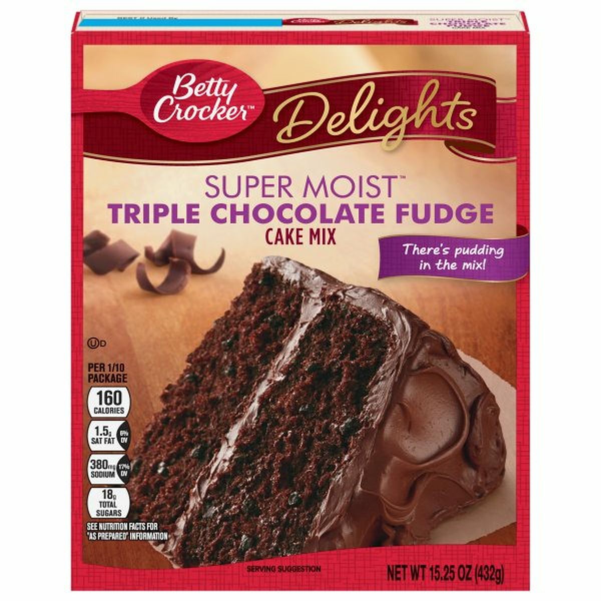 Calories in Betty Crocker Super Moist Cake Mix, Triple Chocolate Fudge, Delights