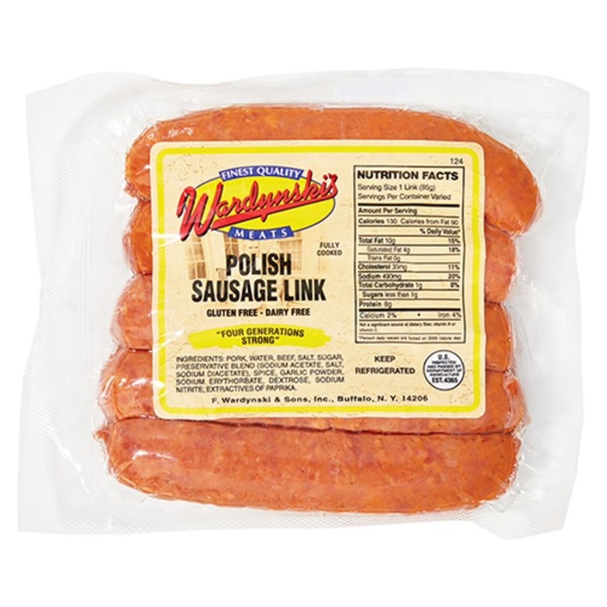 Calories in Wardynski's Polish Sausage Links