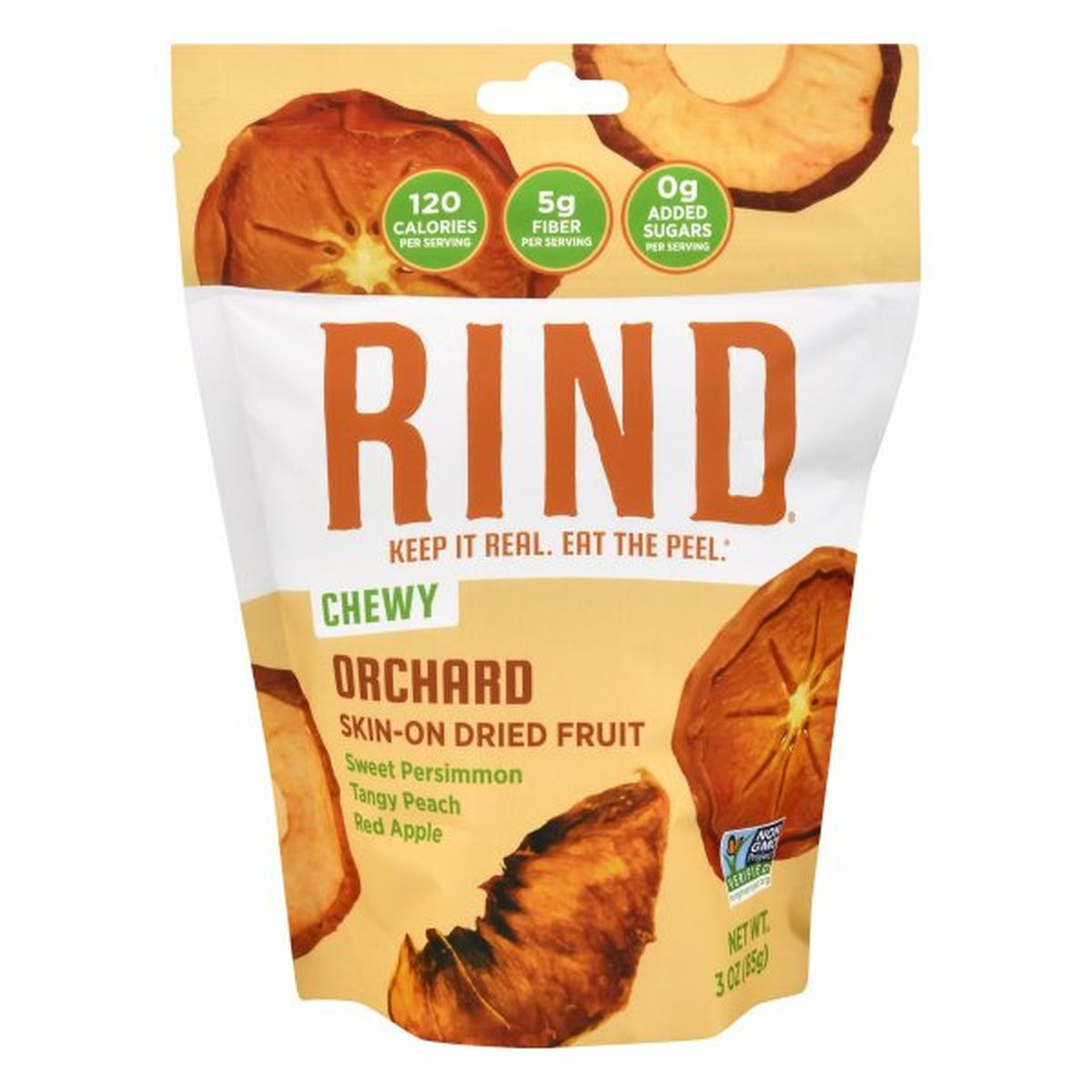 Calories in Rind Dried Fruit, Skin-On, Orchard, Chewy