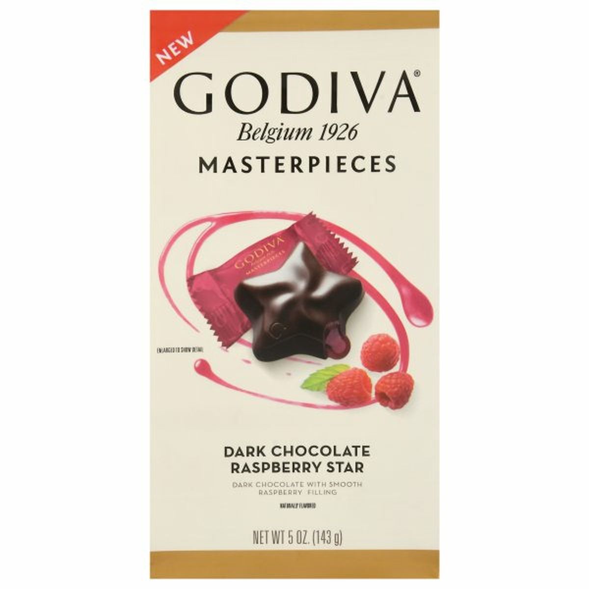Calories in Godiva Dark Chocolate, Raspberry Star