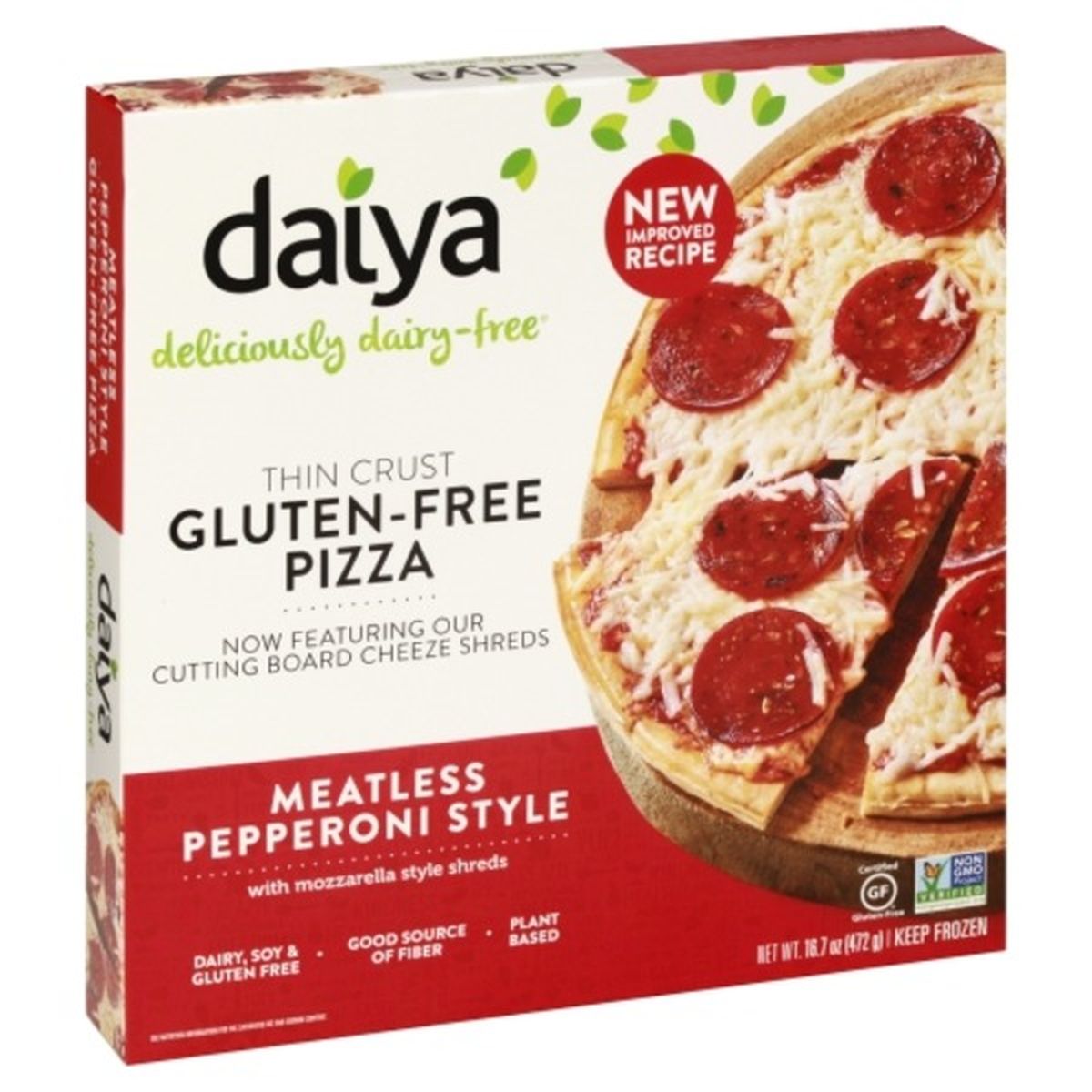 Calories in Daiya Pizza, Gluten-Free, Thin Crust, Meatless Pepperoni Style