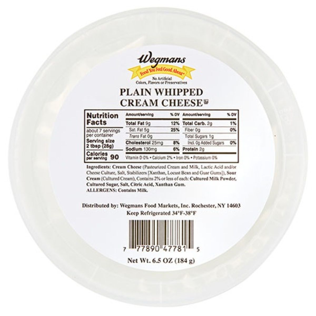 Calories in Wegmans Whipped Cream Cheese