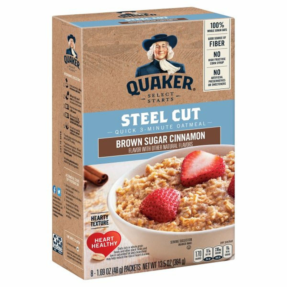 Calories in Quaker Steel Cut Oatmeal, Brown Sugar Cinnamon