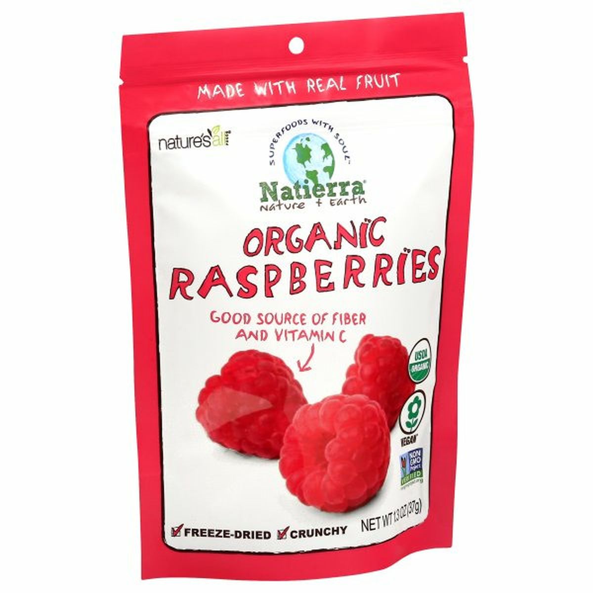 Calories in Natierra Raspberries, Organic