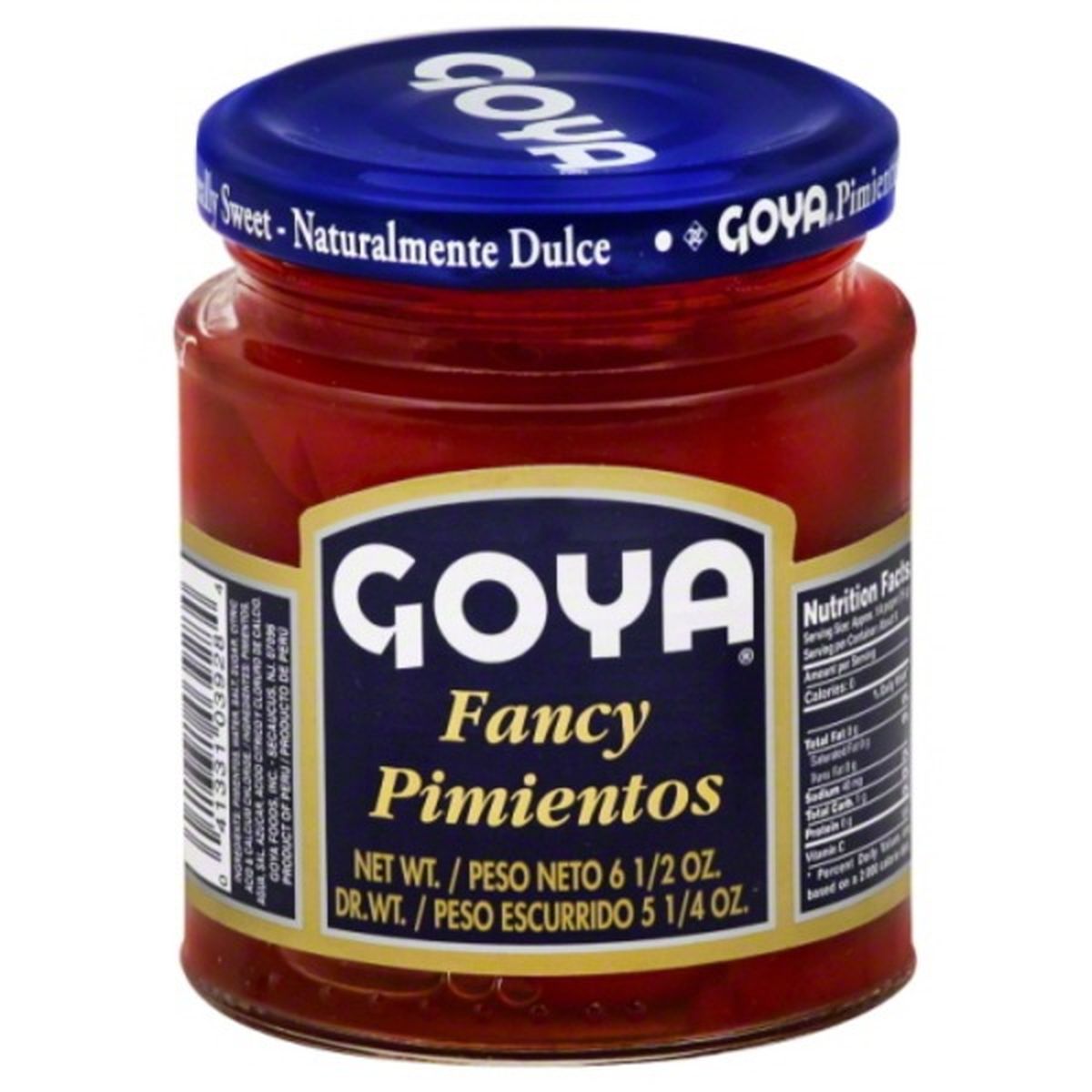 Calories in Goya Pimientos, Fancy