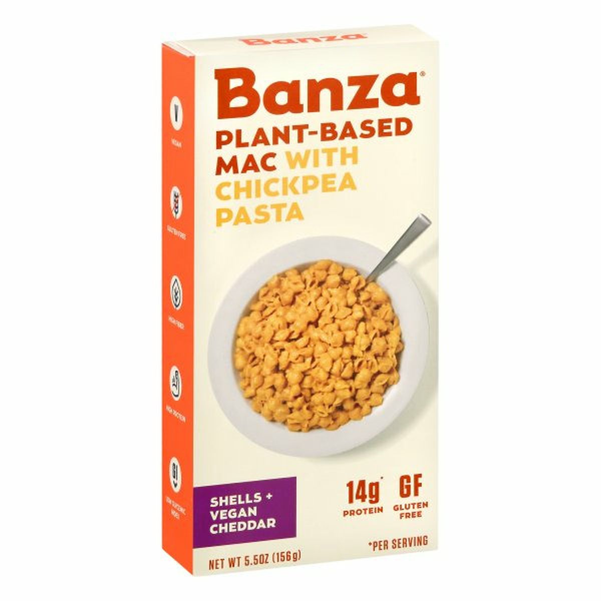 Calories in Banza Mac with Chickpea Pasta, Shells + Vegan Cheddar, Plant-Based