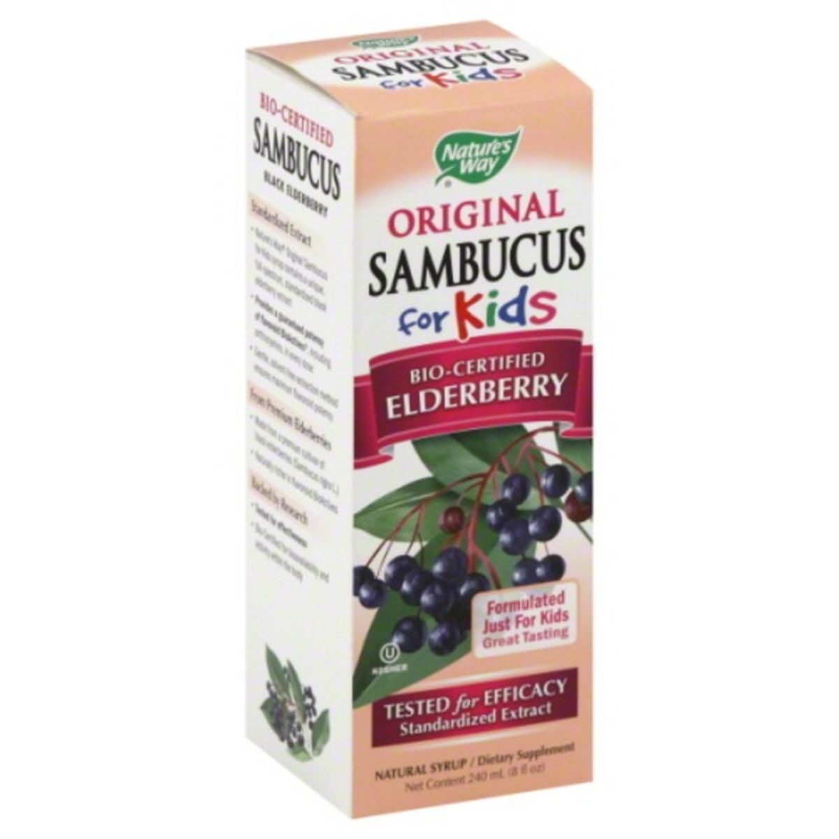 Calories in Nature's Way Sambucus, for Kids, Original, Bio-Certified Elderberry, Natural Syrup