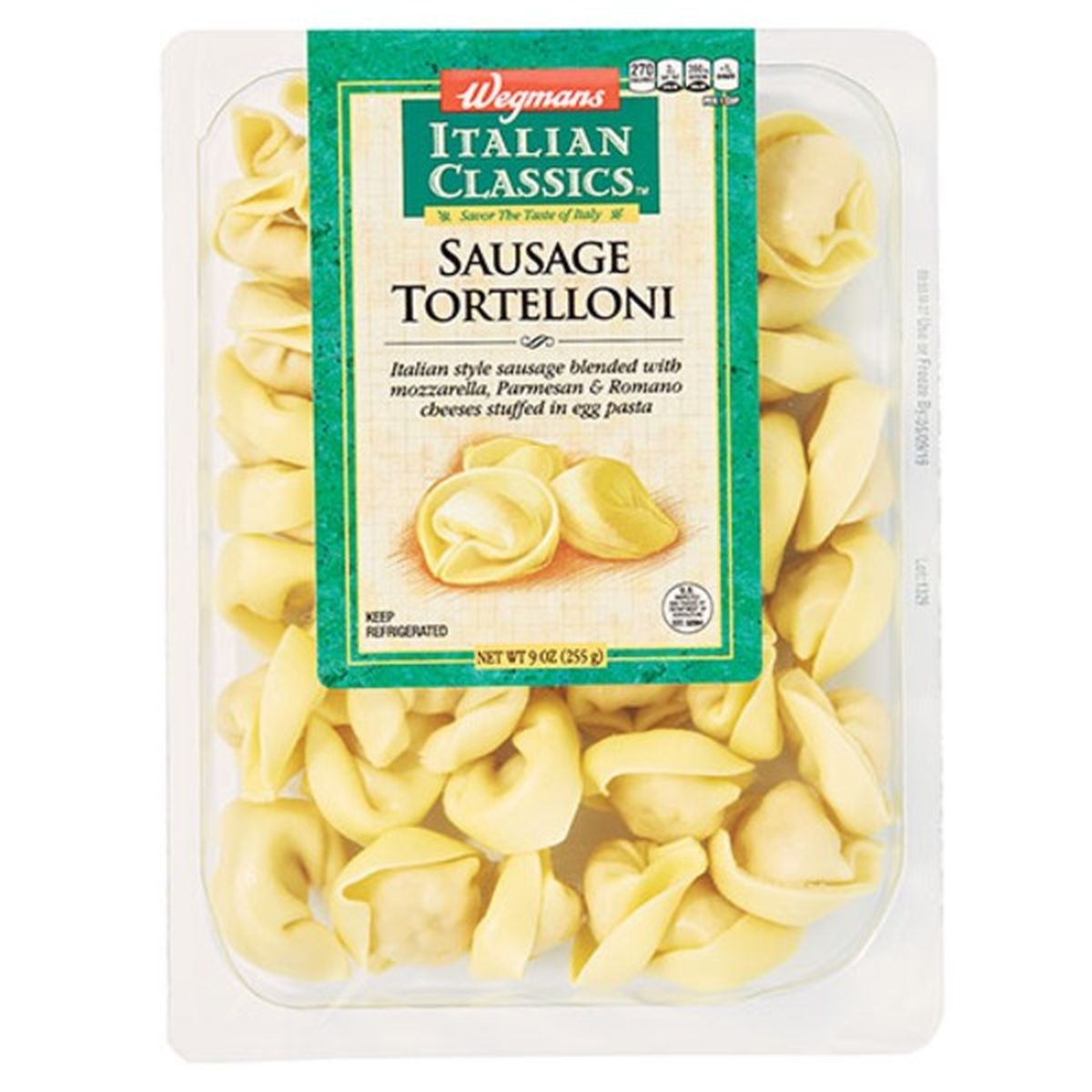 Calories in Wegmans Italian Classics Sausage Tortelloni