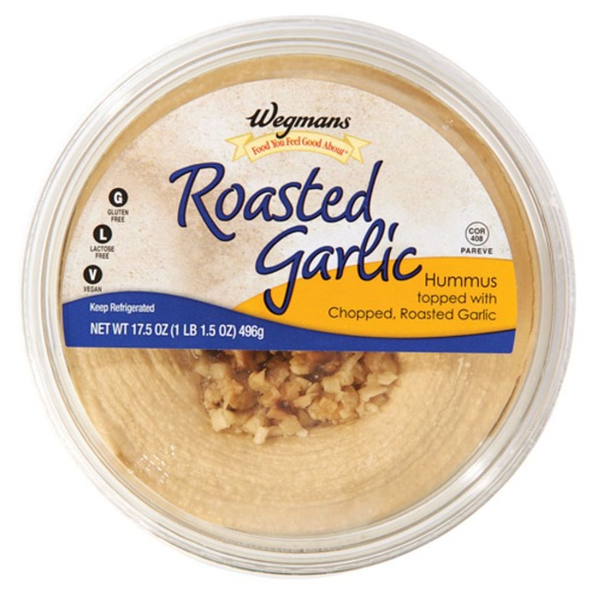 Calories in Wegmans Roasted Garlic Hummus Topped with Chopped Roasted Garlic, FAMILY PACK