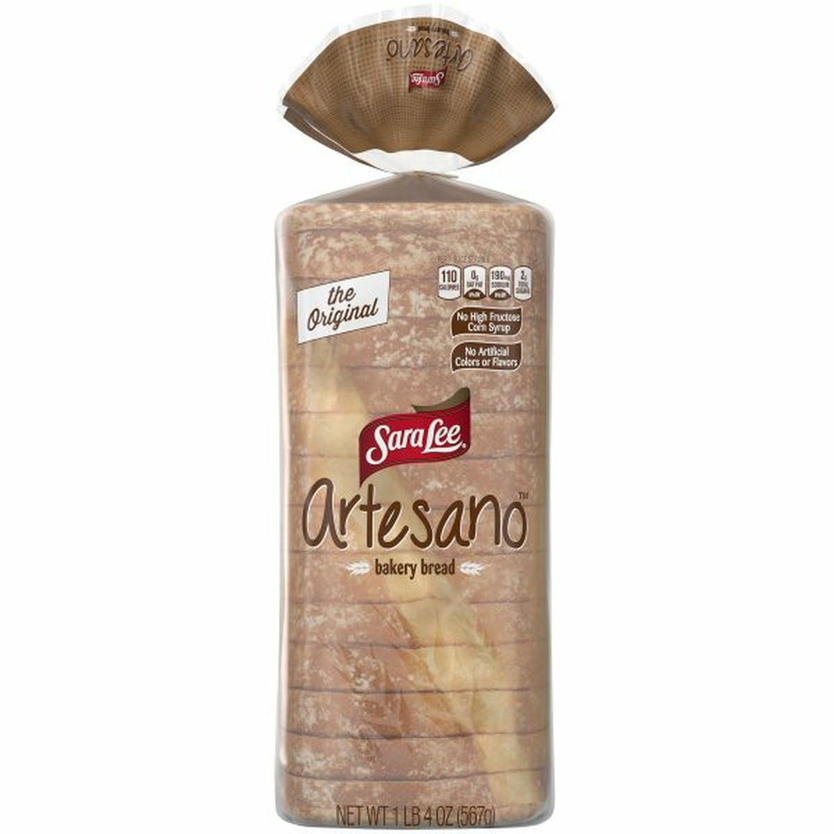 Calories in Sara Lee Artesano Original Artesano Bakery Bread