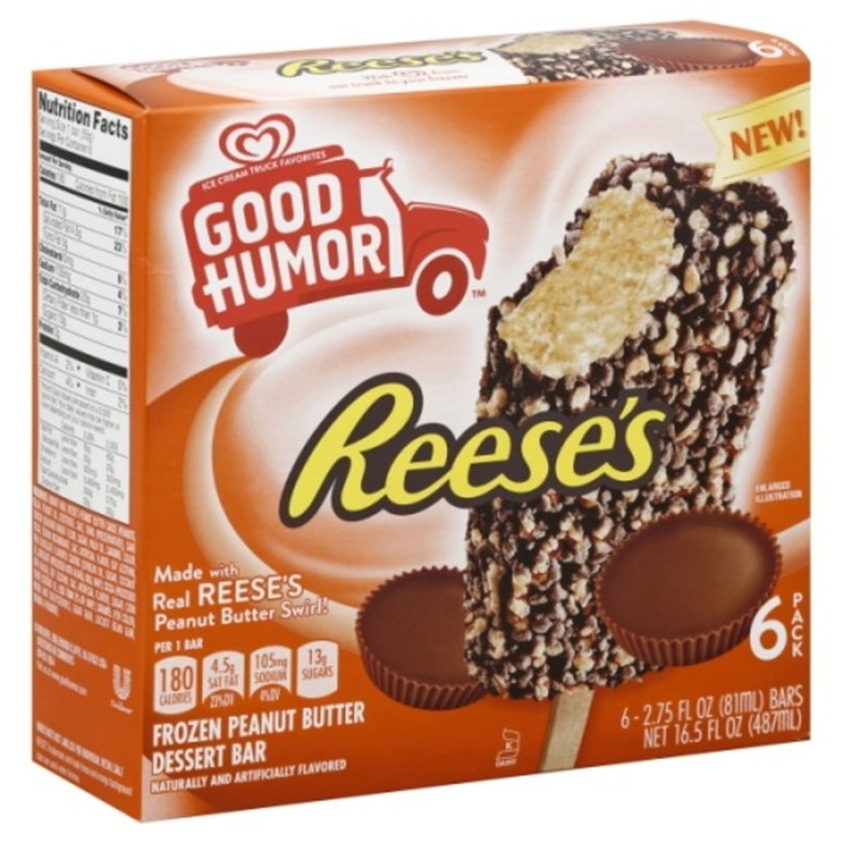Calories in Good Humor Dessert Bar, Peanut Butter, Reese's, Frozen