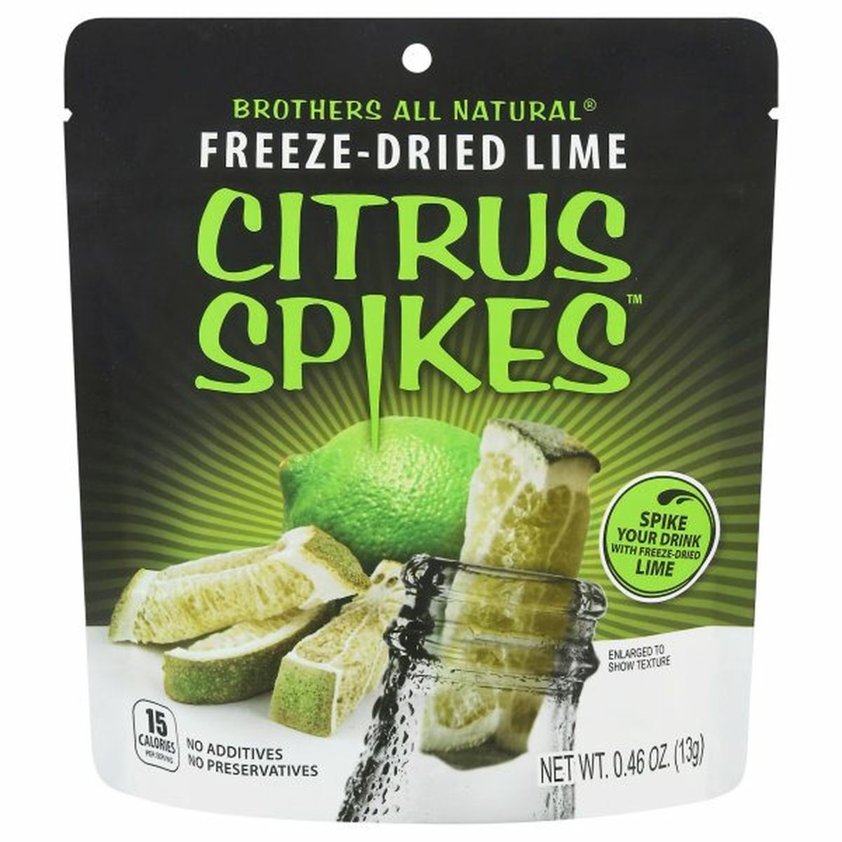 Calories in Brothers All Natural Citrus Spikes Lime, Freeze-Dried