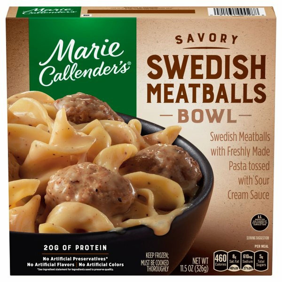 Calories in Marie Callender's Swedish Meatballs Bowl, Savory