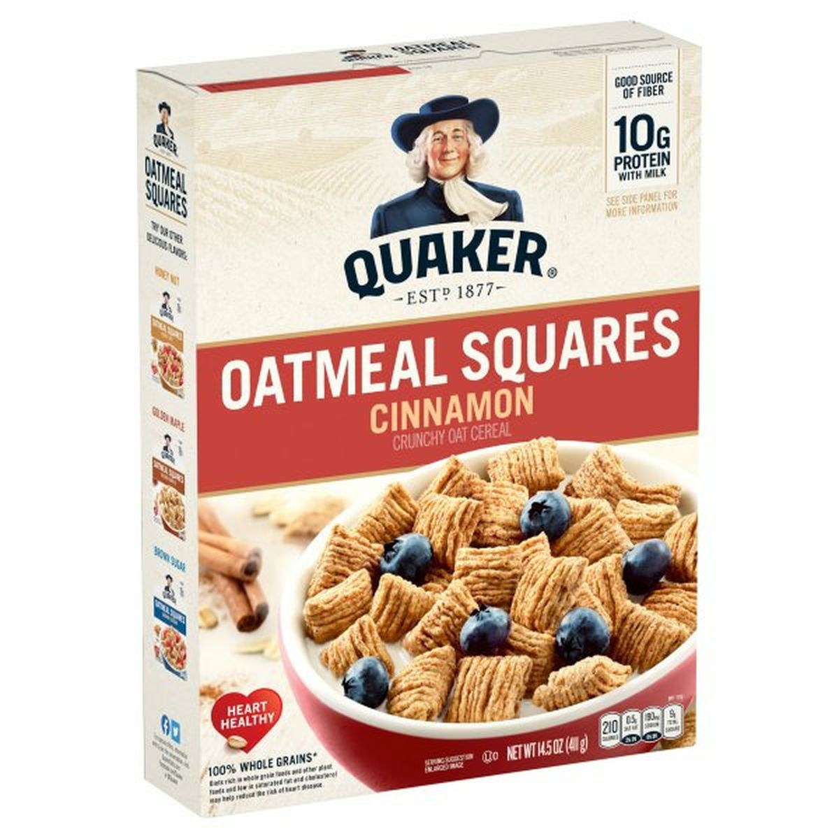 Calories in Quaker Oatmeal Squares Cereal, Cinnamon