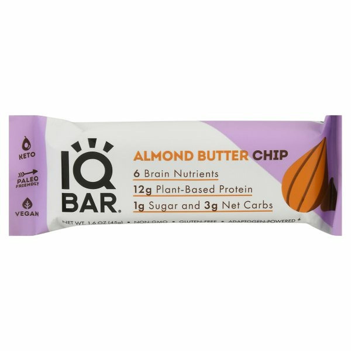 Calories in Iqbar Protein Bar, Almond Butter Chip