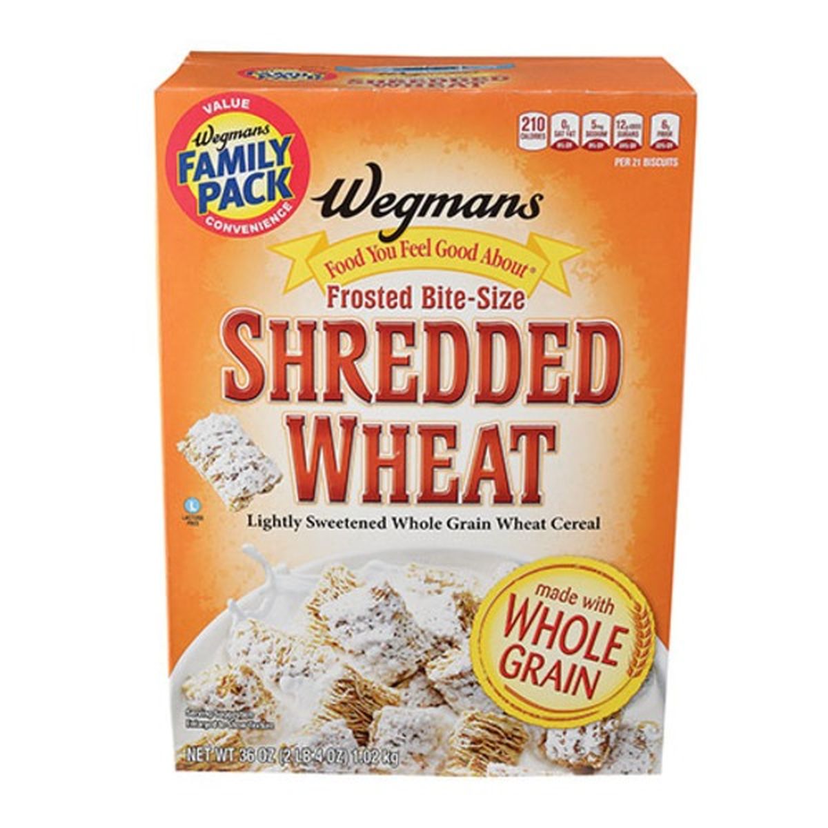 Calories in Wegmans Frosted Bite-Size Blueberry Shredded Wheat Cereal, FAMILY PACK