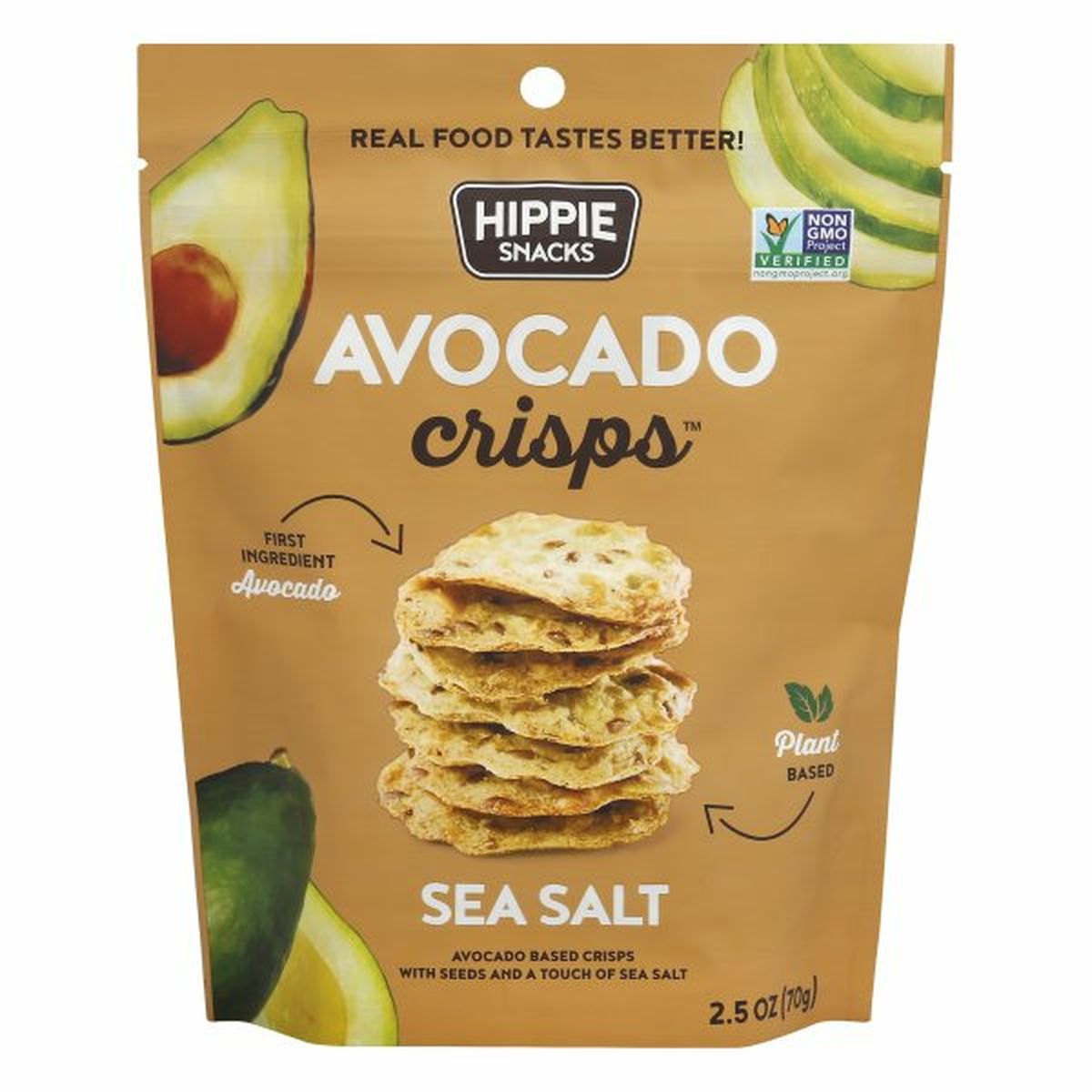 Calories in Hippie Snacks Avocado Crisps, Sea Salt