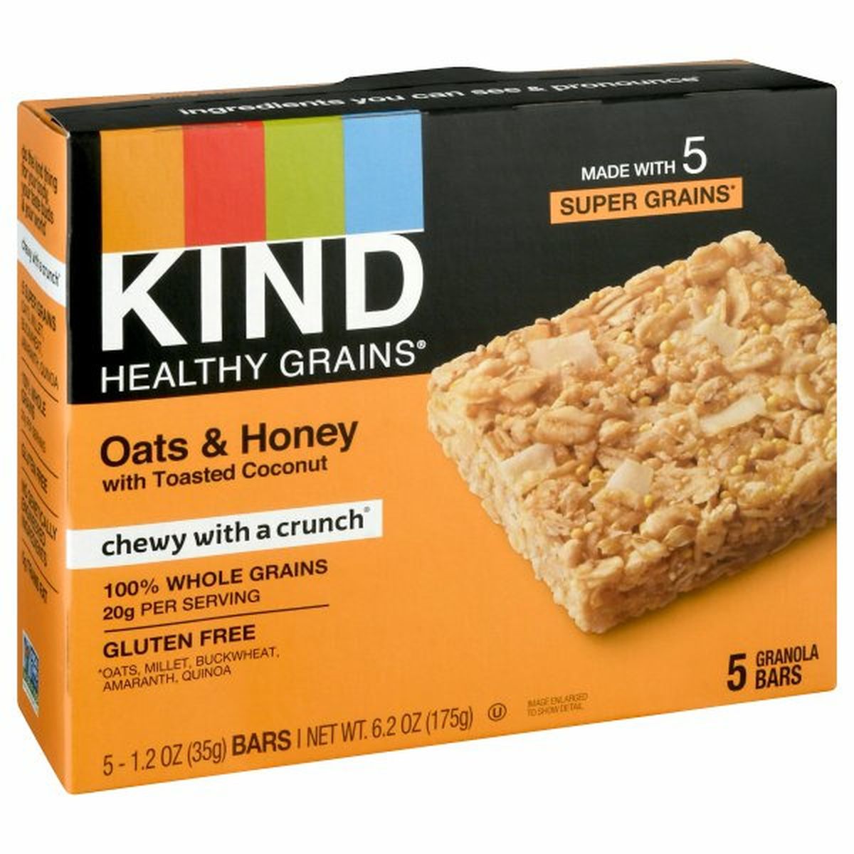 Calories in KIND Healthy Grains Granola Bars, Oats & Honey with Toasted Coconut