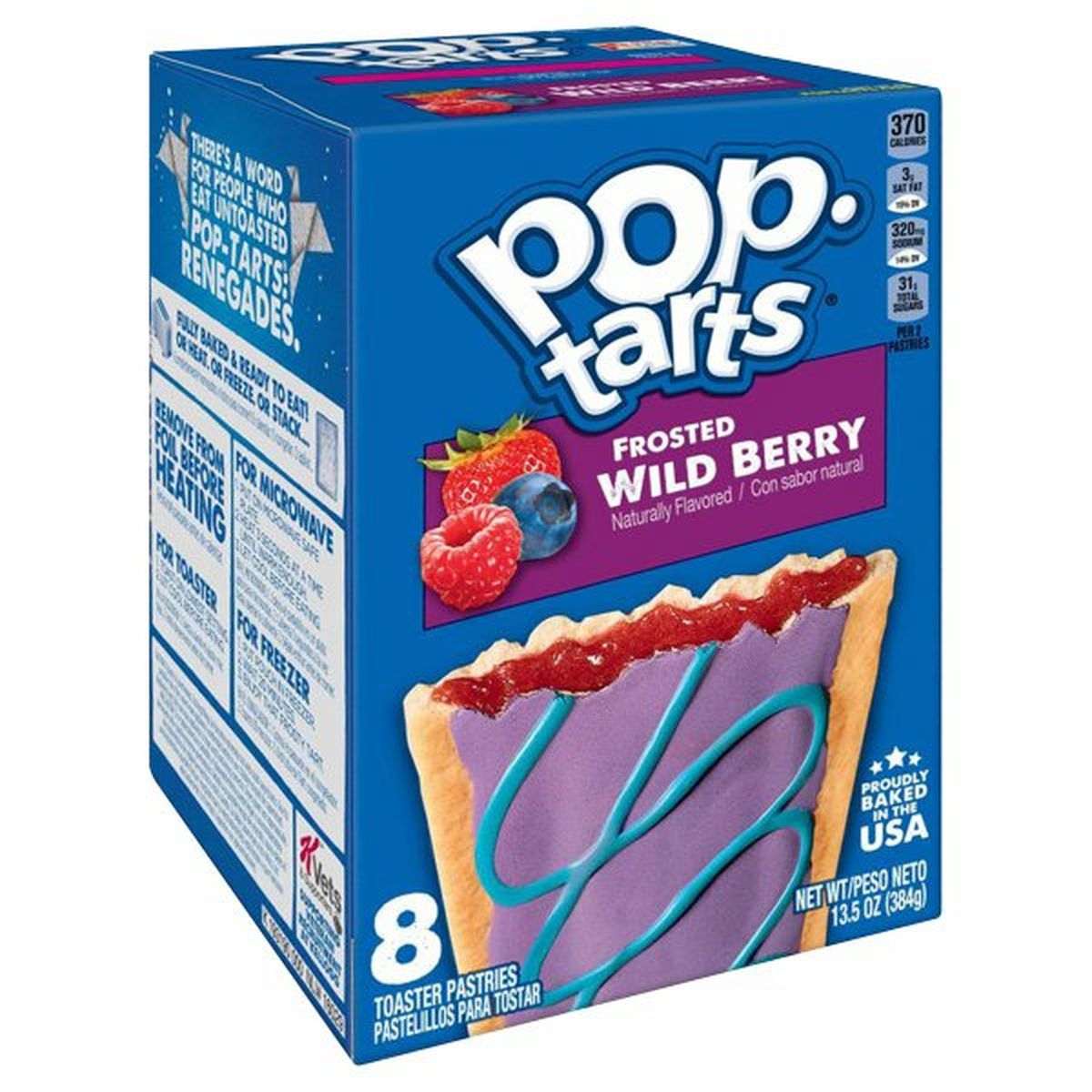 Calories in Kellogg's Pop-Tarts Toaster Pastries Breakfast Toaster Pastries, Frosted Wild Berry, Proudly Baked in the USA