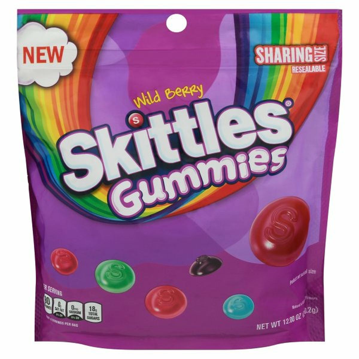 Calories in Skittles Gummies, Wild Berry, Sharing Size