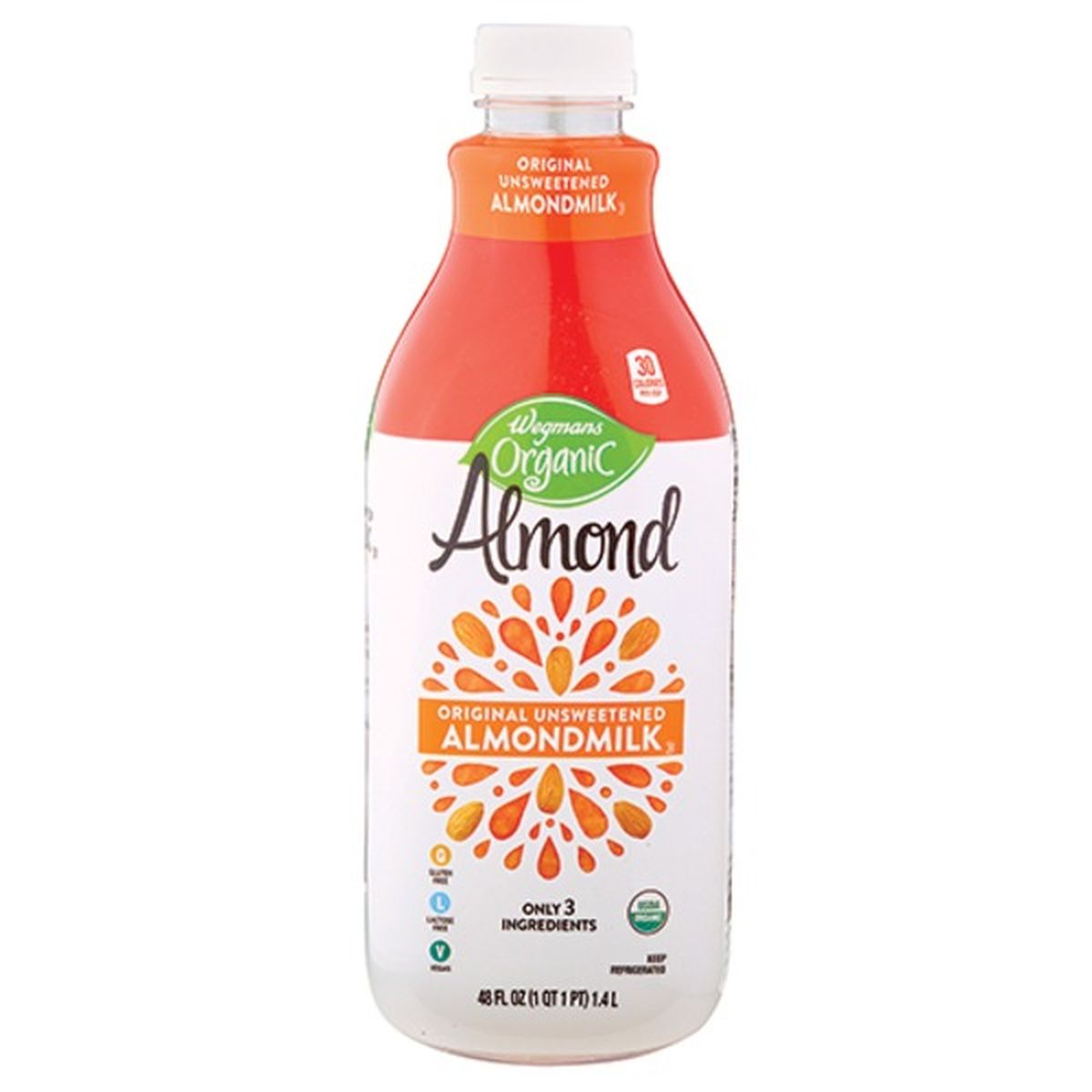 Calories in Wegmans Organic Almondmilk, Original Unsweetened