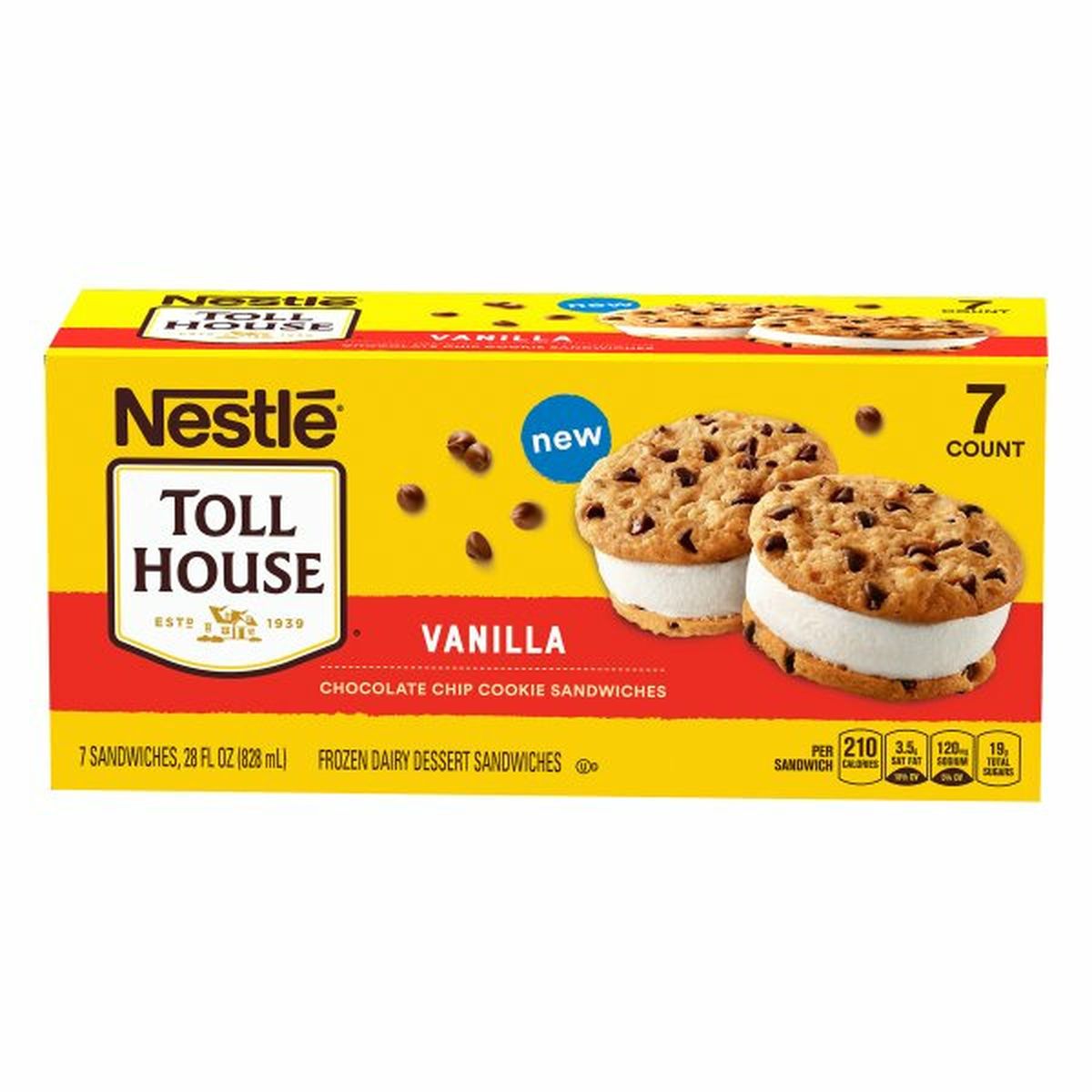 Calories in Nestle Toll House Cookie Sandwiches, Chocolate Chip, Vanilla, 7 Pack