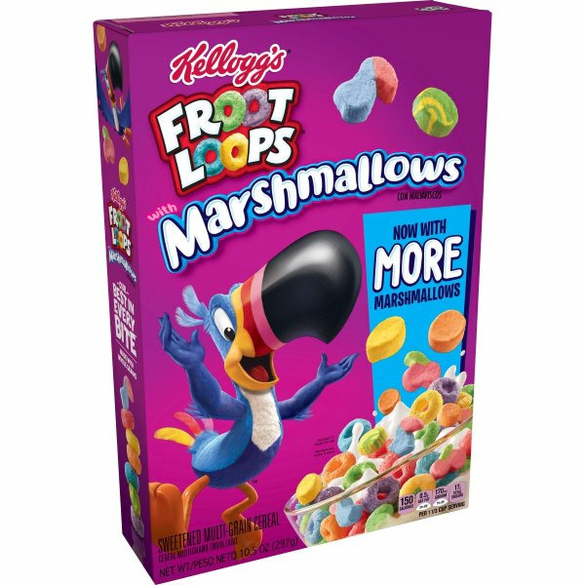 Calories in Kellogg's Froot Loops Cereal Kellogg's Froot Loops Breakfast Cereal, Original with Marshmallows, Low Fat Food, 10.5oz
