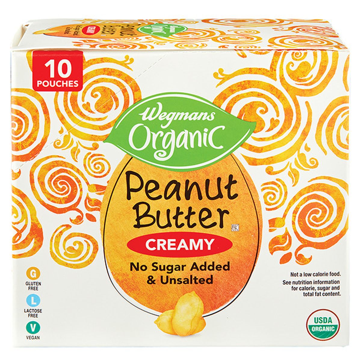Calories in Wegmans Organic Creamy Peanut Butter Squeeze Pouches, 10 PACK