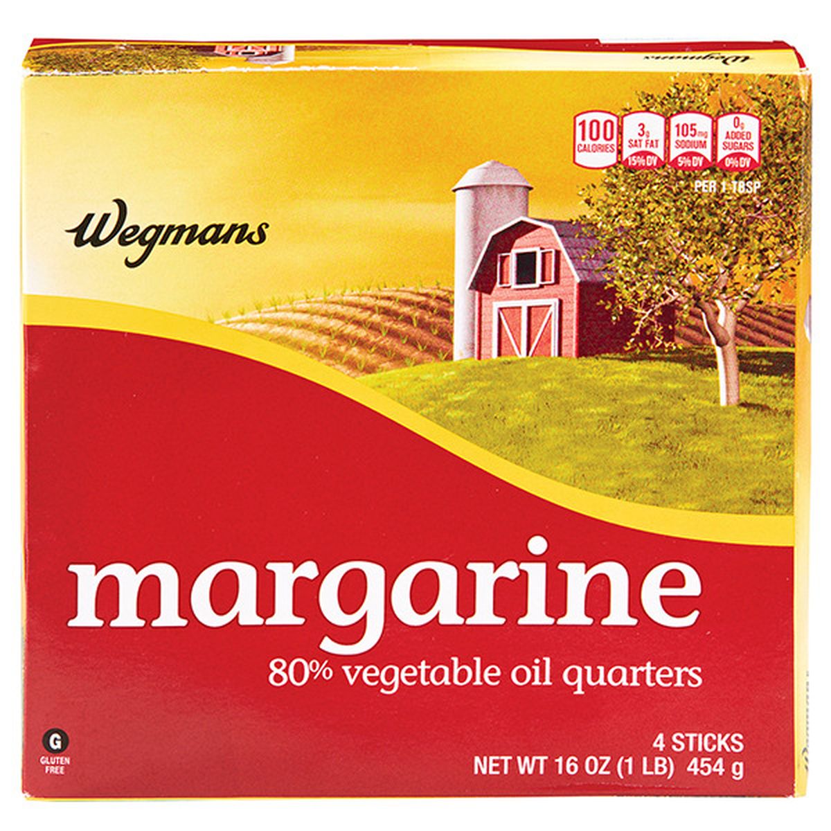 Calories in Wegmans Margarine 80% Vegetable Oil Quarters, 4 Sticks