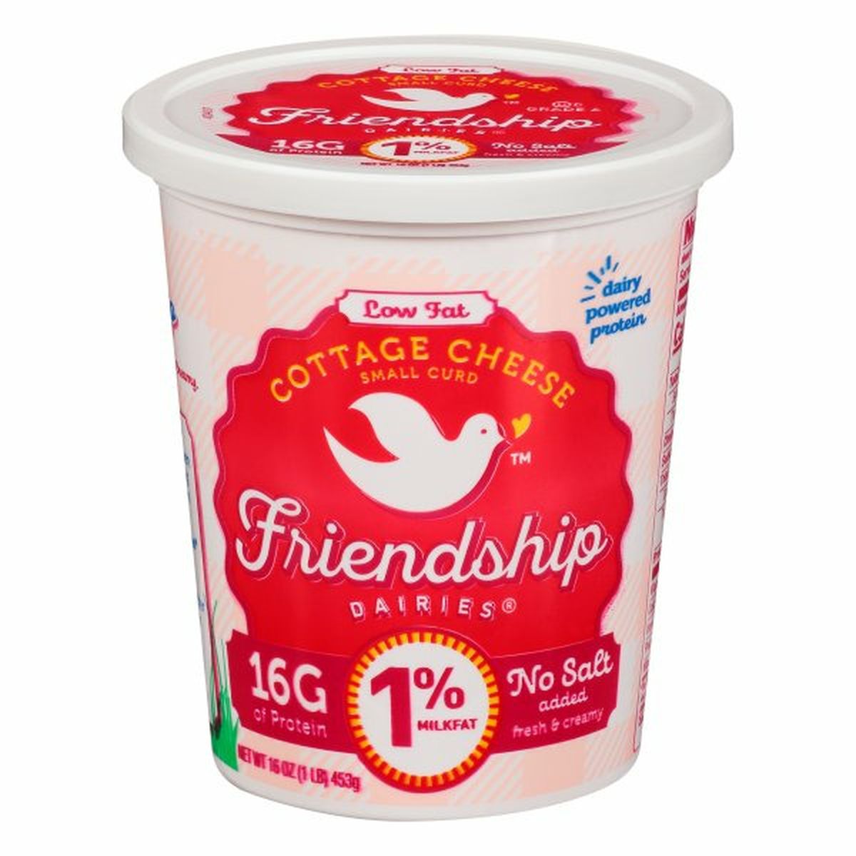 Calories in Friendship Cottage Cheese, Small Curd, 1% Milkfat, Low Fat