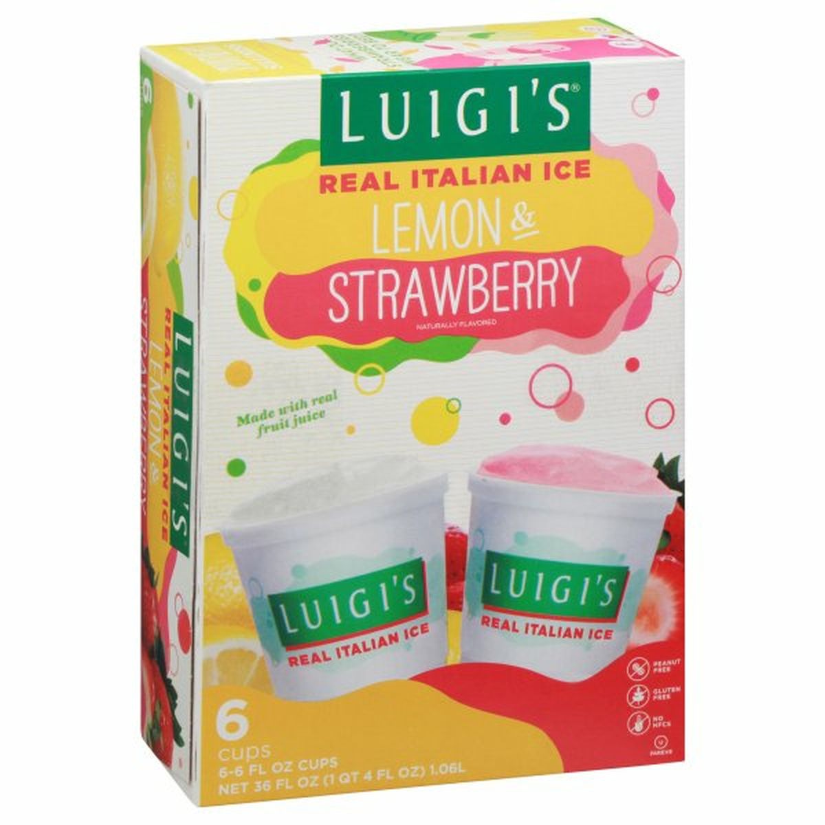 Calories in Luigi's Real Italian Ice, Lemon & Strawberry