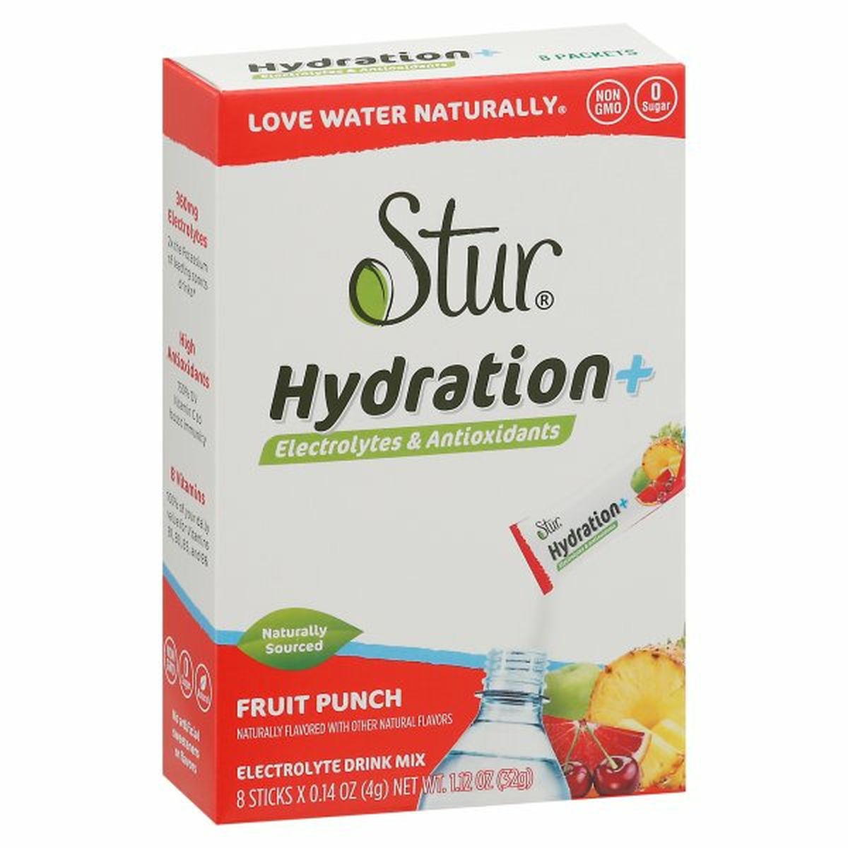 Calories in Stur Hydration + Electrolyte Drink Mix, Fruit Punch