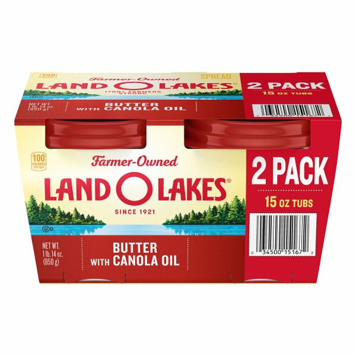 Calories in Land O Lakes Butter with Canola Oil, 2 Pack
