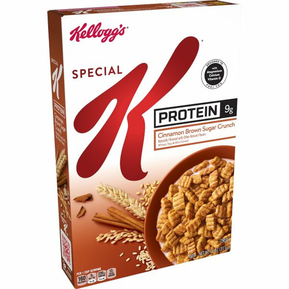 Calories in Kellogg's Special K Protein Cereal Kellogg's Special K Protein Breakfast Cereal, Cinnamon Brown Sugar Crunch, Good Source of Fiber, 11oz