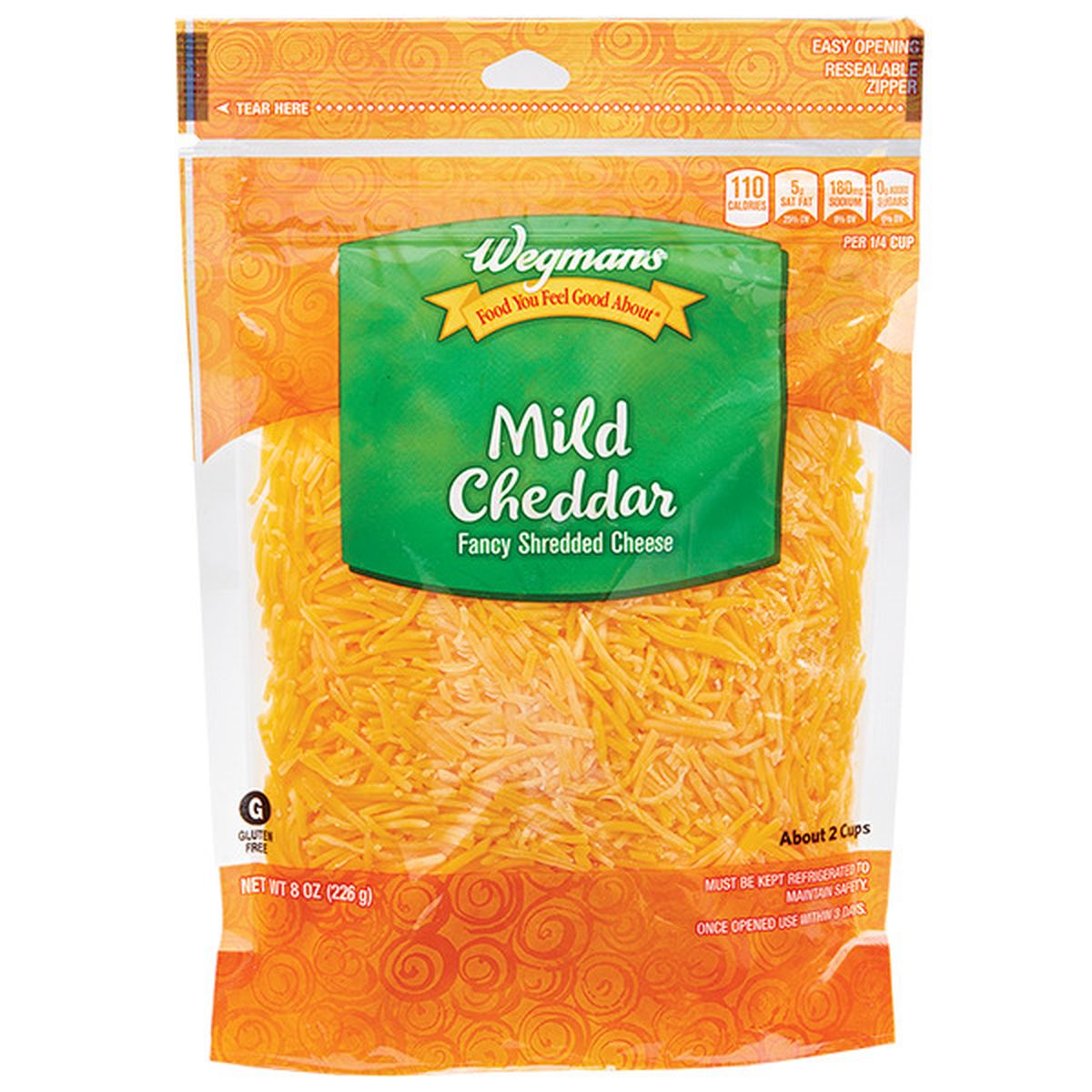 Calories in Wegmans Mild Cheddar Fancy Shredded Cheese