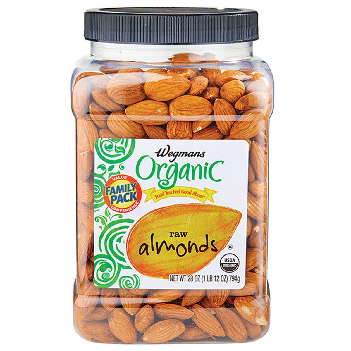 Calories in Wegmans Organic Raw Almonds, FAMILY PACK