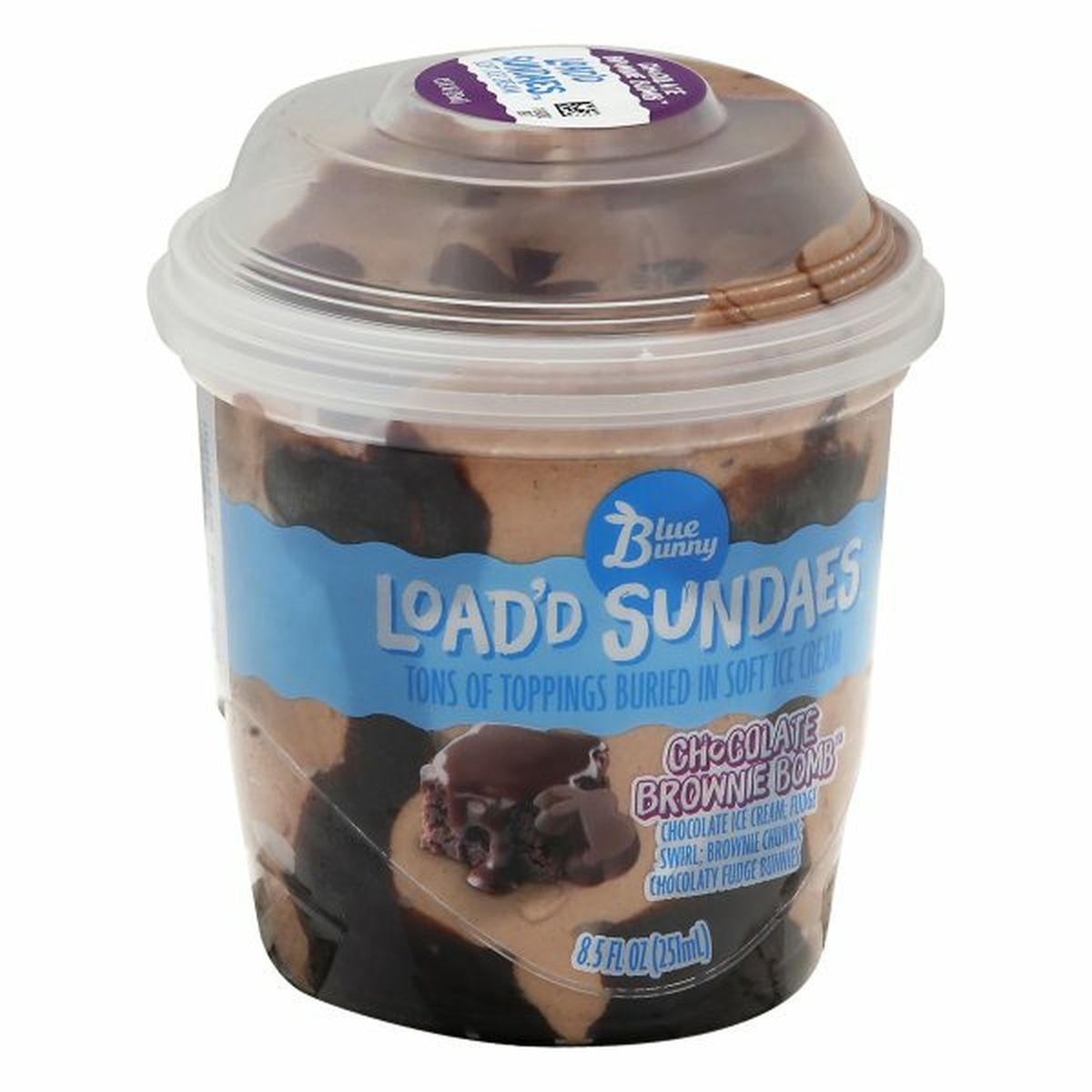 Calories in Blue Bunny Load'd Sundaes, Chocolate Brownie Bomb
