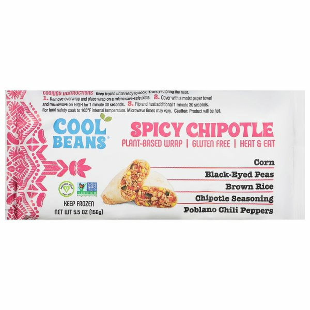 Calories in Cool Beans Plant-Based Wrap, Spicy Chipotle
