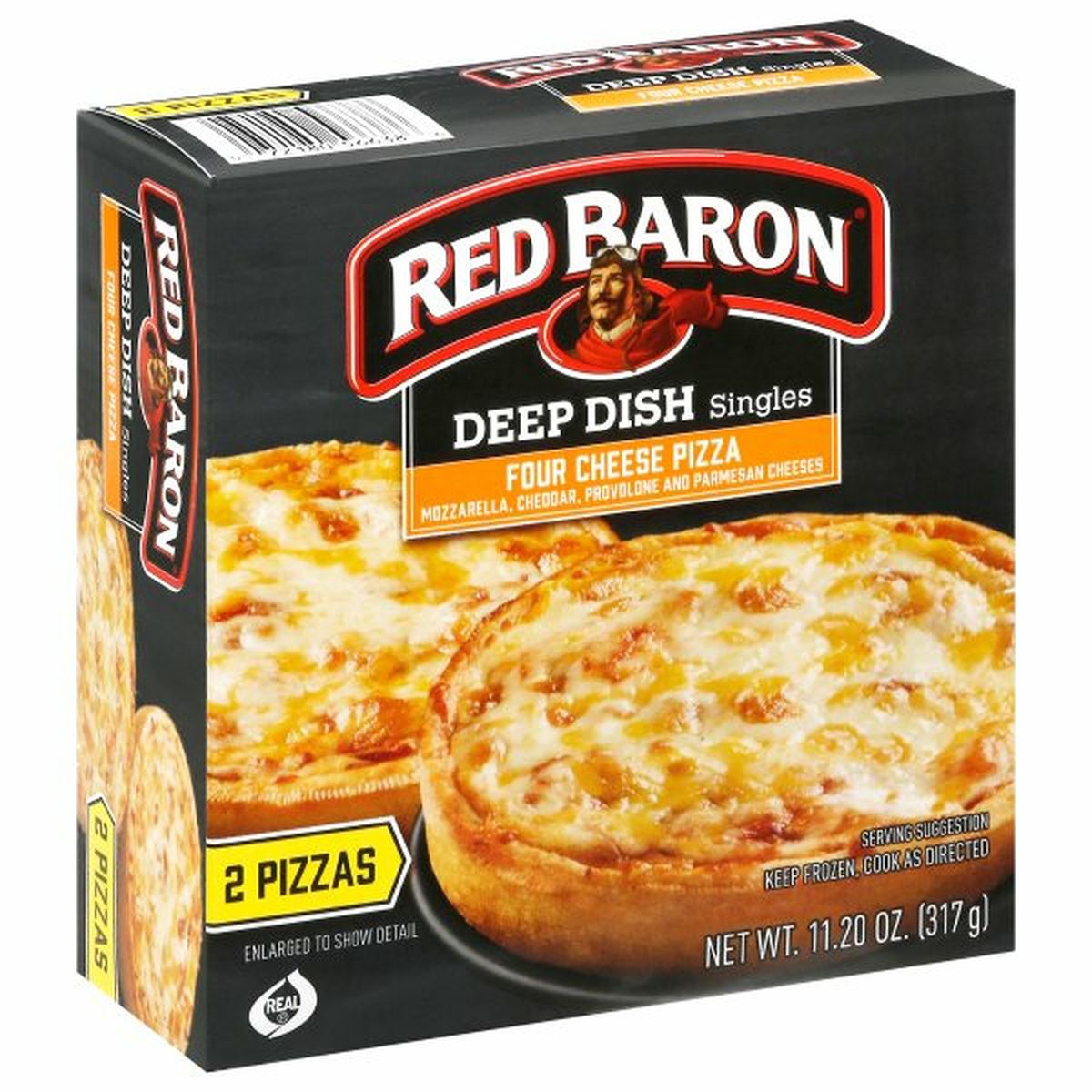 Calories in Red Baron Pizza, Four Cheese, Deep Dish, Singles
