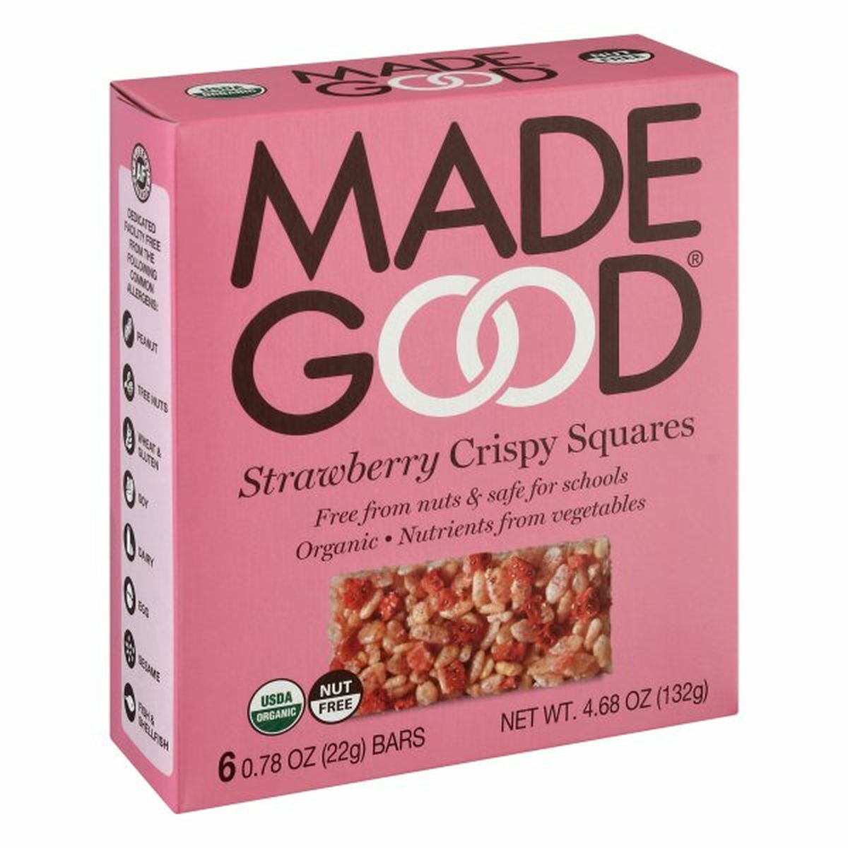Calories in Made Good Crispy Squares, Strawberry