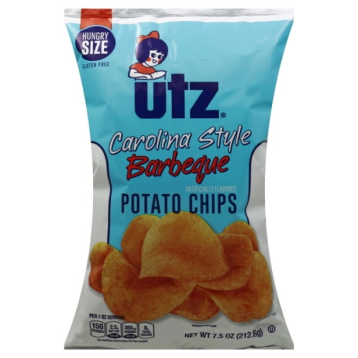 Calories in Utz Potato Chips, Barbeque, Carolina Style, Hungry Size