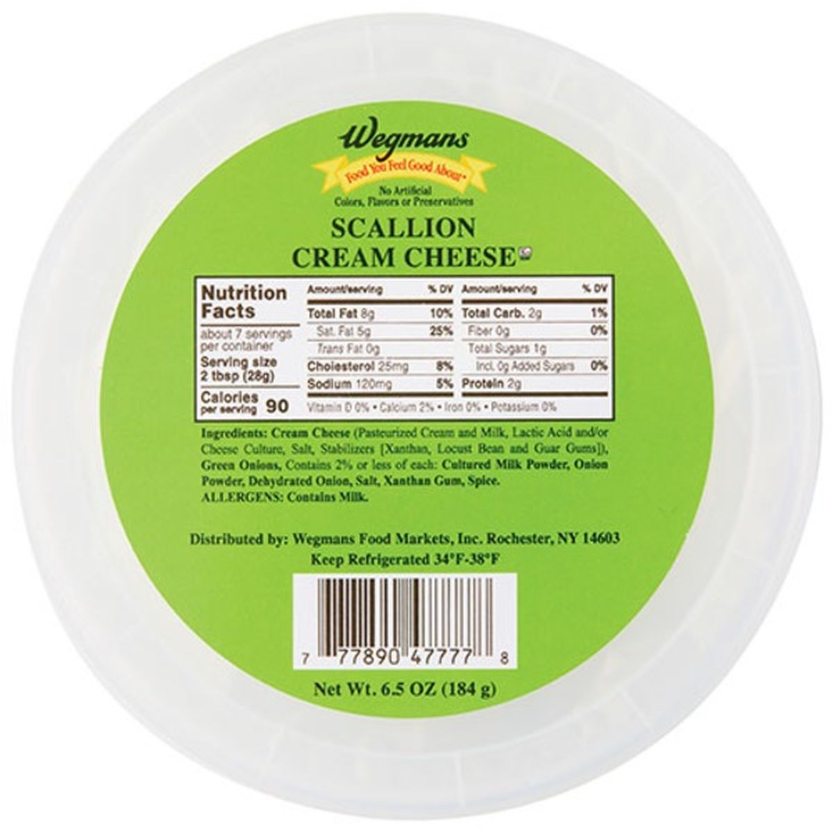 Calories in Wegmans Scallion Cream Cheese