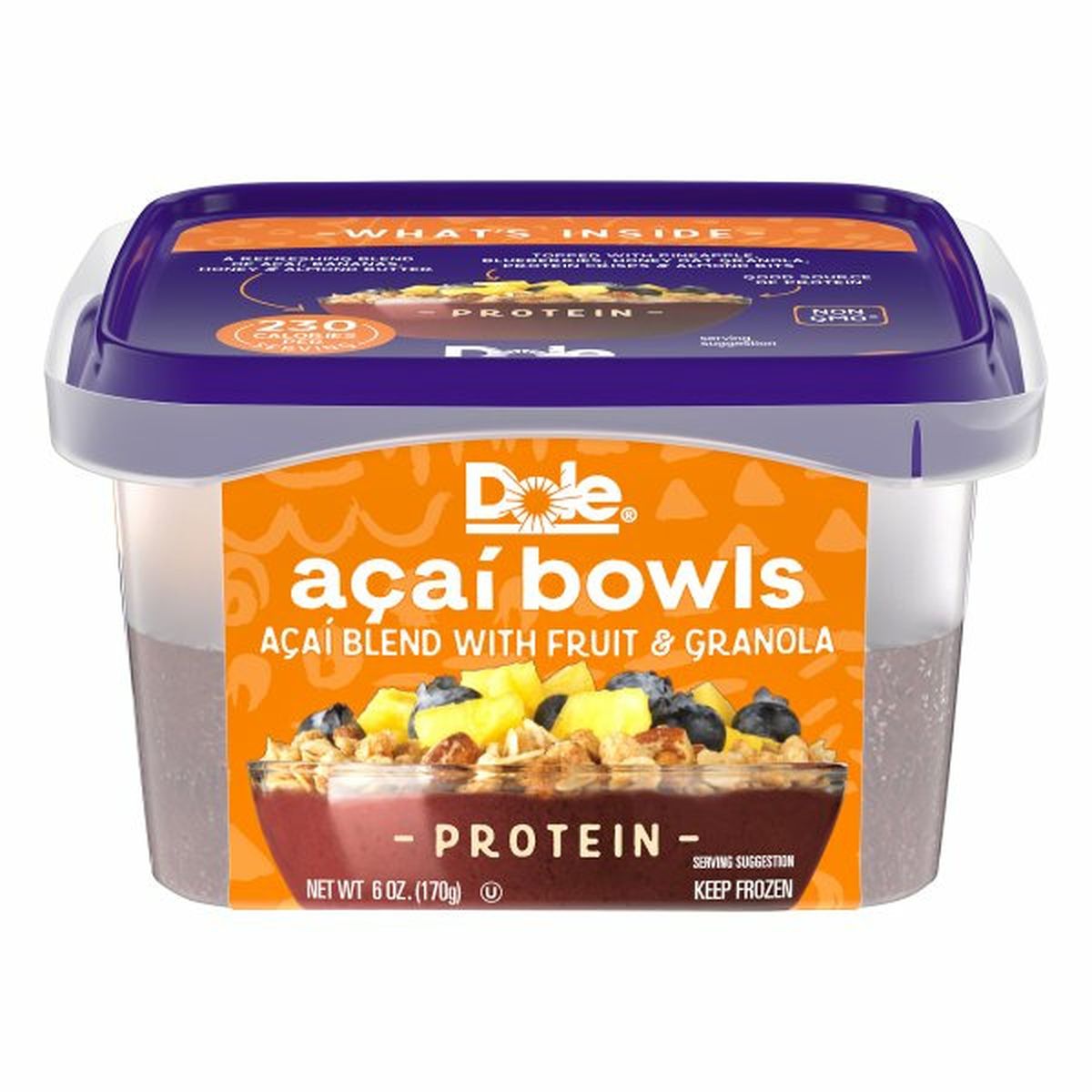 Calories in Dole Acai Bowls, Protein