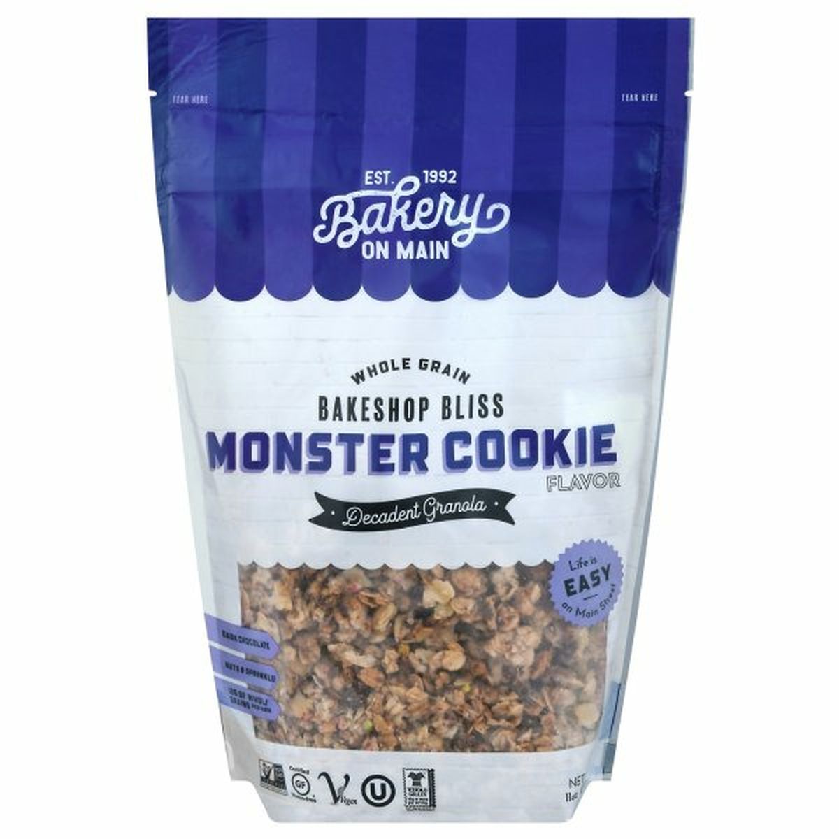 Calories in Bakery On Main Decadent Granola, Whole Grain, Monster Cookie Flavor