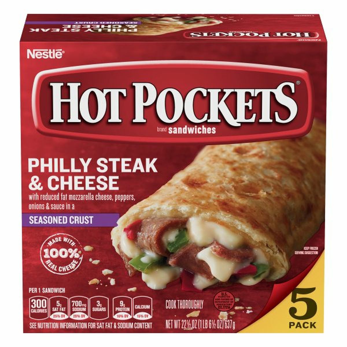 Calories in Hot Pockets Sandwiches, Philly Steak & Cheese, 5 Pack